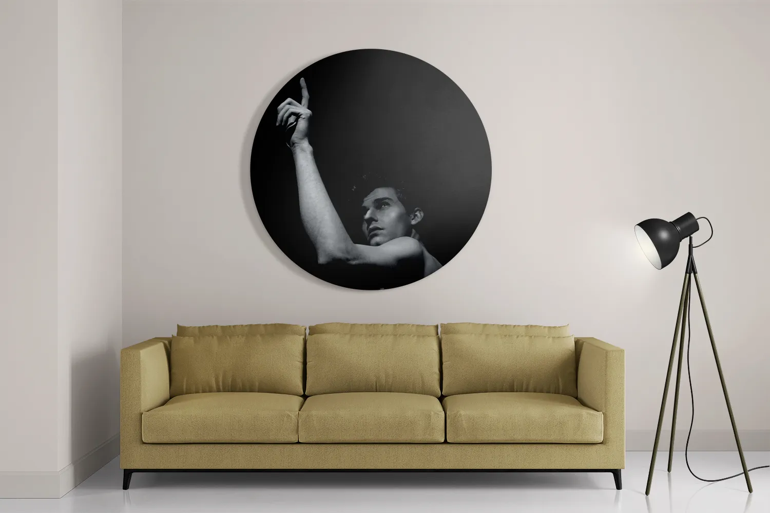 Schilderij Mooie Jonge Man Met Ontbloot Bovenlichaam Rond – Muurcirkel Template TP DB Rond Mensen 28 2