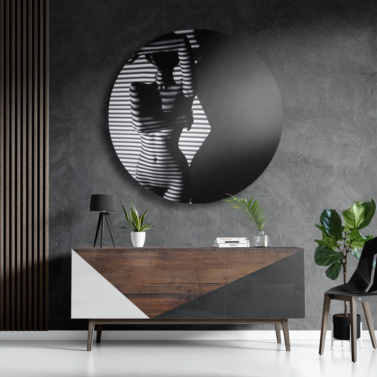 Template_TP_DB_Rond_Mensen_33-3 Schilderij Blote Vrouw Achter Jaloezie 02 Rond – Muurcirkel Template TP DB Rond Mensen 33 3