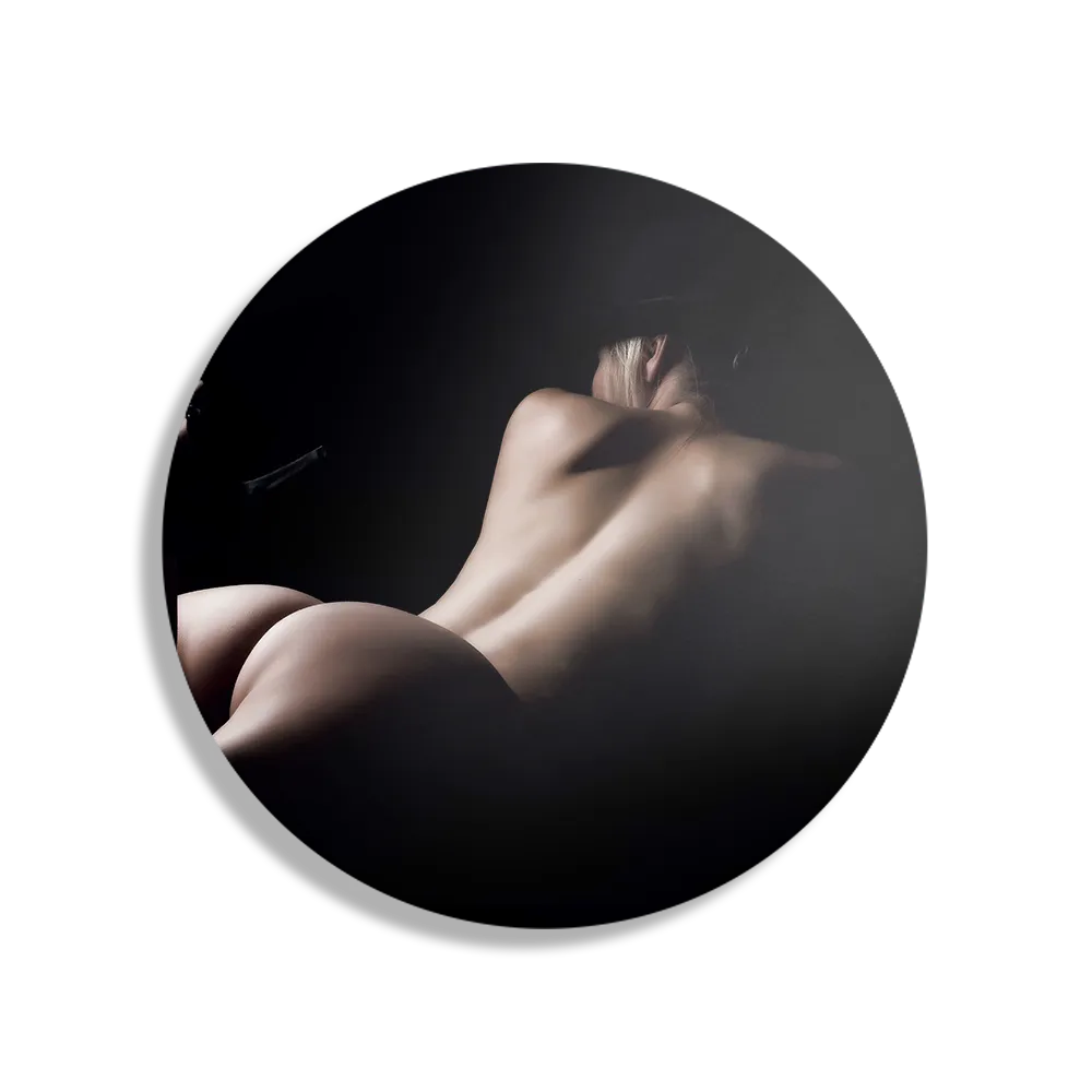 Schilderij Blote Vrouw achterzijde Met Hoed Rond – Muurcirkel Template TP DB Rond Mensen 37 1