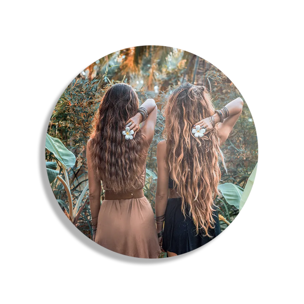 Schilderij Twee Mooie Dames In de Jungle Rond – Muurcirkel Template TP DB Rond Mensen 43 1