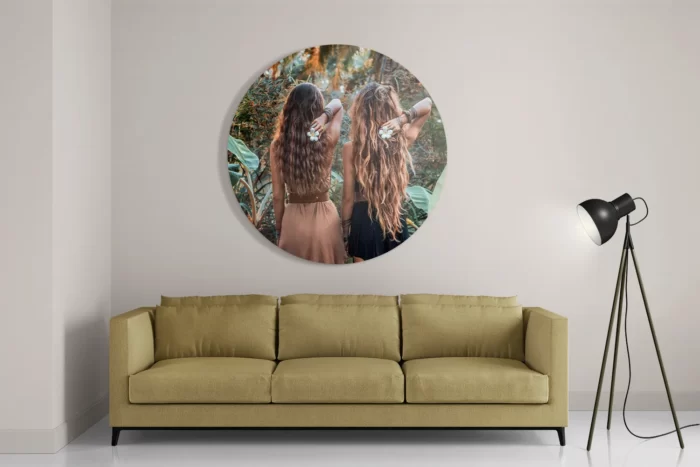 Schilderij Twee Mooie Dames In de Jungle Rond – Muurcirkel Template TP DB Rond Mensen 43 2