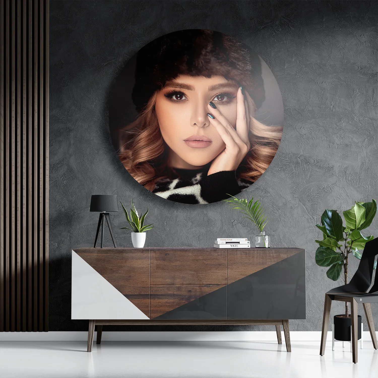 Template_TP_DB_Rond_Mensen_6-3 Schilderij Sexy Blonde Dame Met Oosterse Muts Rond – Muurcirkel Template TP DB Rond Mensen 6 3