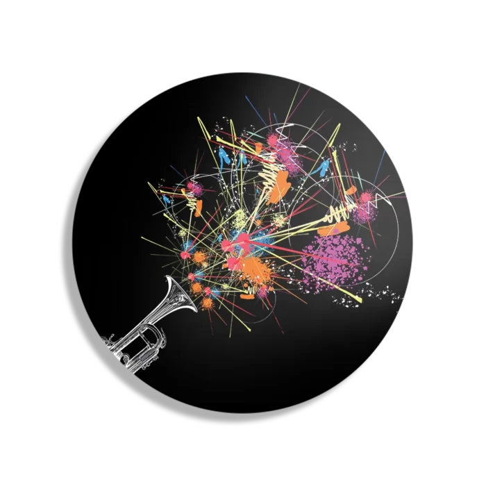 Schilderij Trompetter Rond – Muurcirkel Template TP DB Rond Muziek 12 1