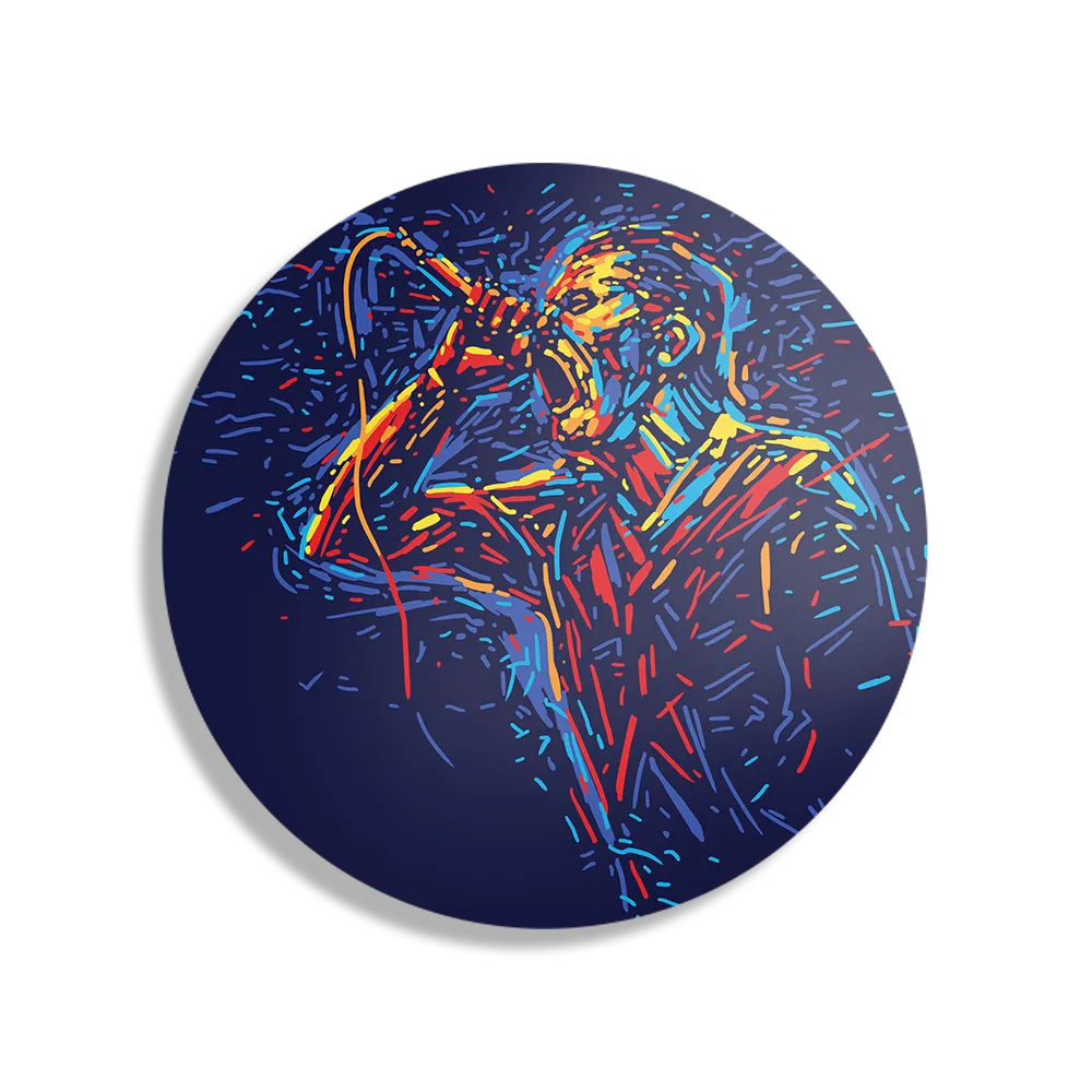 Schilderij Kleurrijke Zanger 01 Rond – Muurcirkel Template TP DB Rond Muziek 16 1