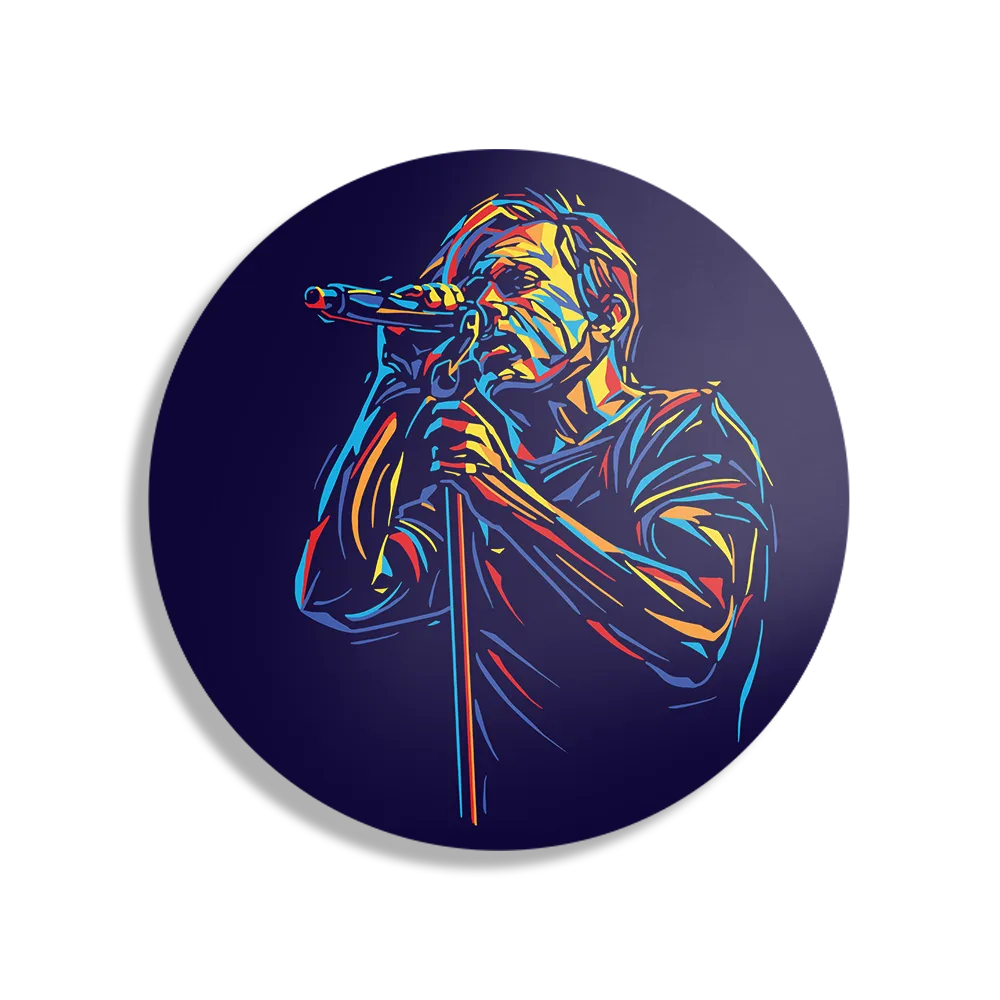 Schilderij Kleurrijke Zanger 02 Rond – Muurcirkel Template TP DB Rond Muziek 17 1