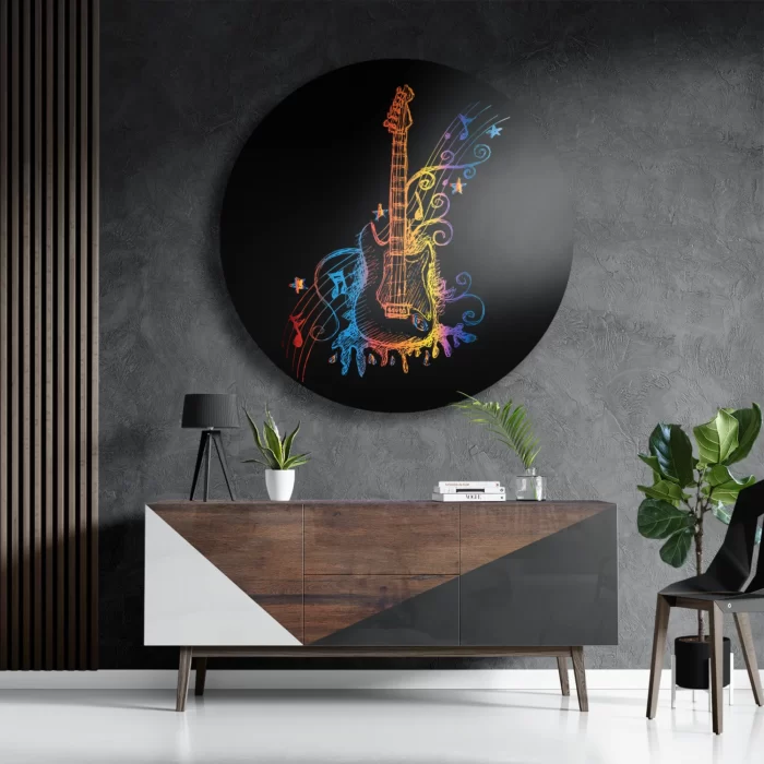 Schilderij Gitaar Rond – Muurcirkel Template TP DB Rond Muziek 20 3