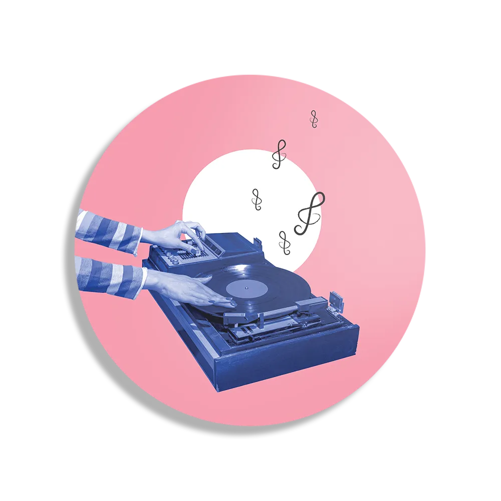 Schilderij Old School DJ Rond – Muurcirkel Template TP DB Rond Muziek 3 1