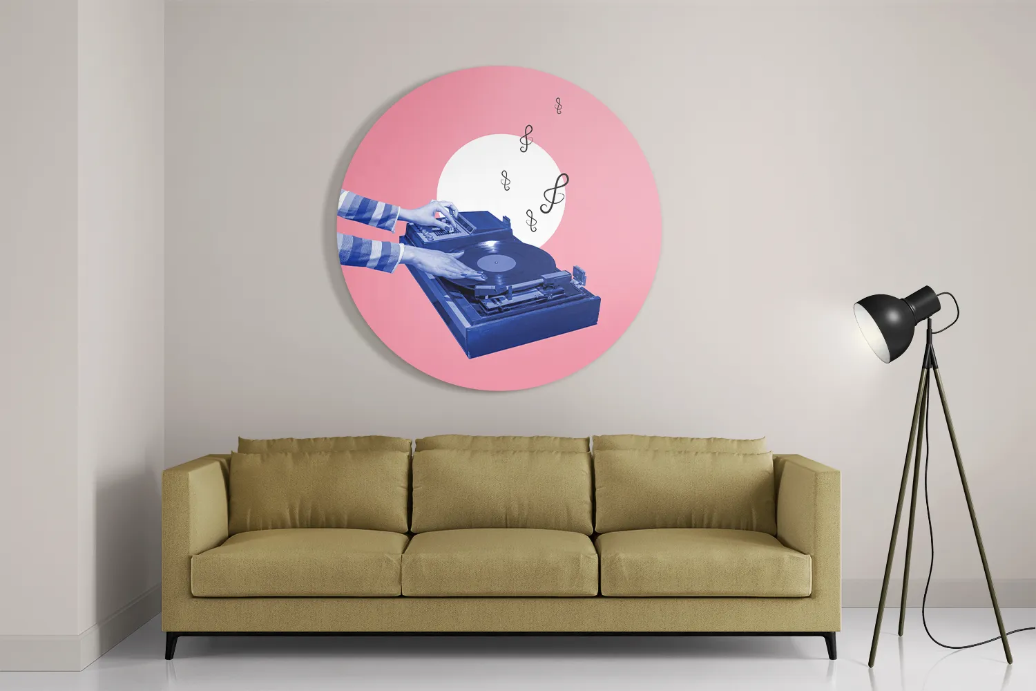 Schilderij Old School DJ Rond – Muurcirkel Template TP DB Rond Muziek 3 2