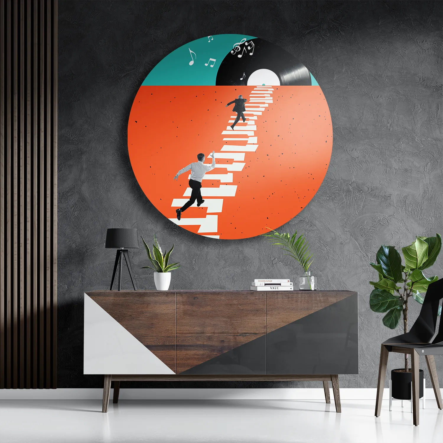 Schilderij The Piano Men Rond – Muurcirkel Template TP DB Rond Muziek 4 3