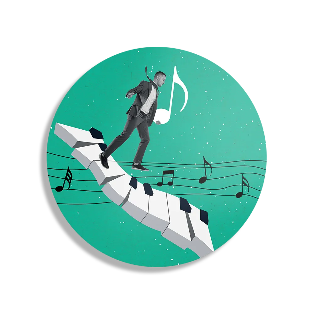 Schilderij Piano Muziek Rond – Muurcirkel Template TP DB Rond Muziek 5 1