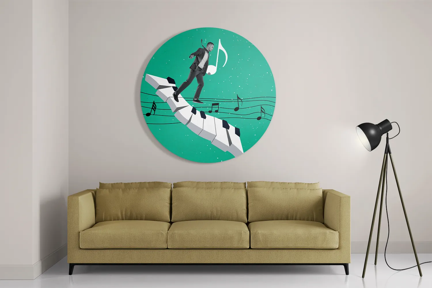 Schilderij Piano Muziek Rond – Muurcirkel Template TP DB Rond Muziek 5 2