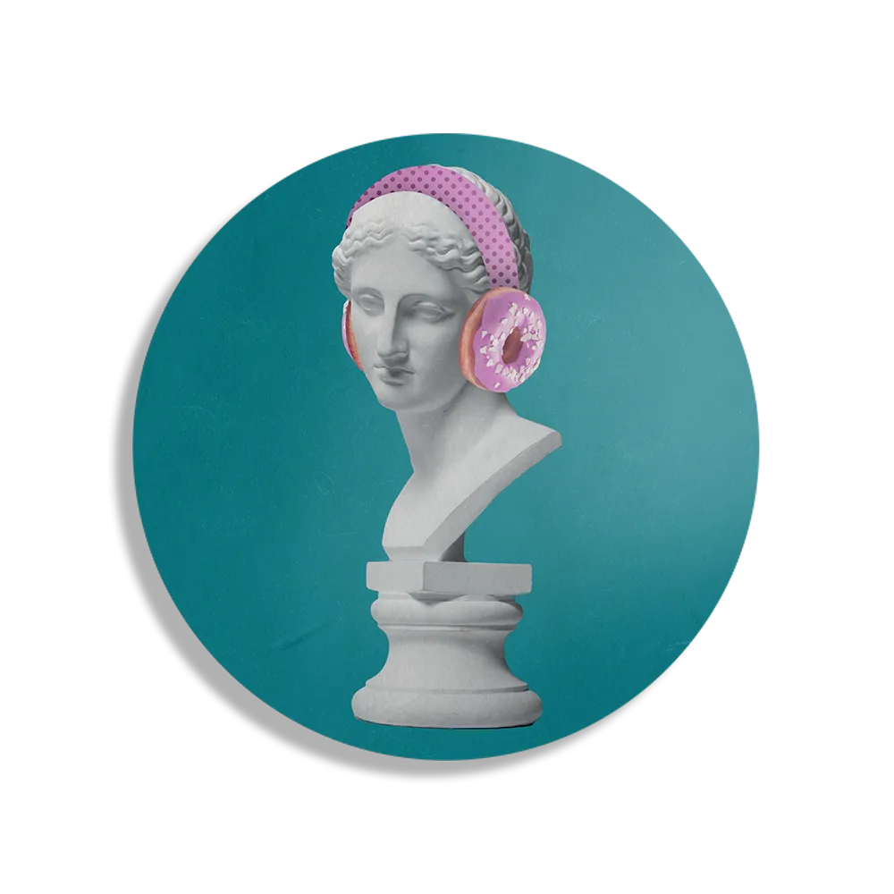 Schilderij Het Muziek Luisterende Beeld Rond – Muurcirkel Template TP DB Rond Muziek 6 1