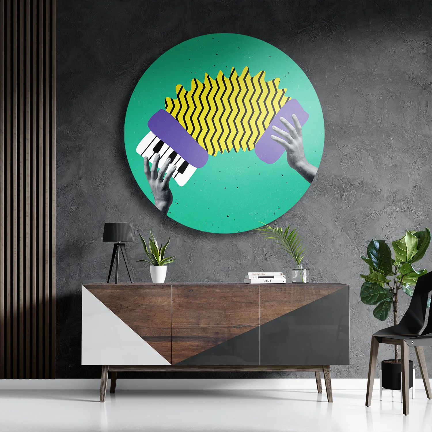 Schilderij Accordeon Rond – Muurcirkel Template TP DB Rond Muziek 7 3