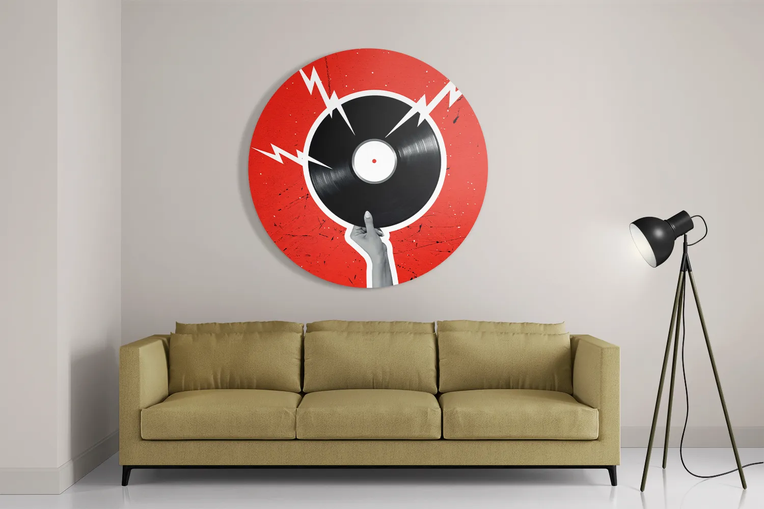 Schilderij Bliksem Plaat Rond – Muurcirkel Template TP DB Rond Muziek 8 2