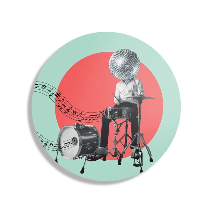 Schilderij Drummen Als Een Baas Rond – Muurcirkel Template TP DB Rond Muziek 9 1