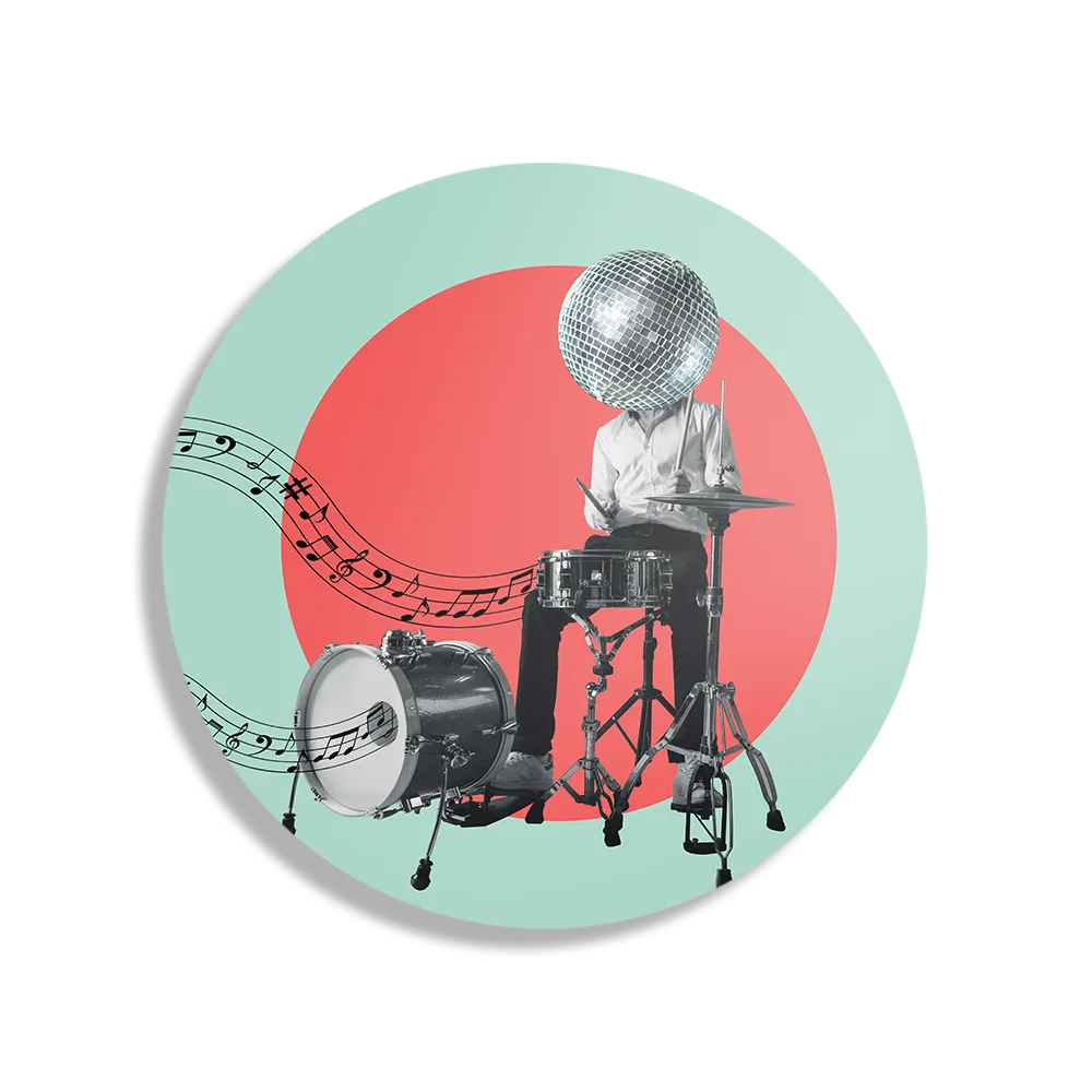 Schilderij Drummen Als Een Baas Rond – Muurcirkel Template TP DB Rond Muziek 9 1
