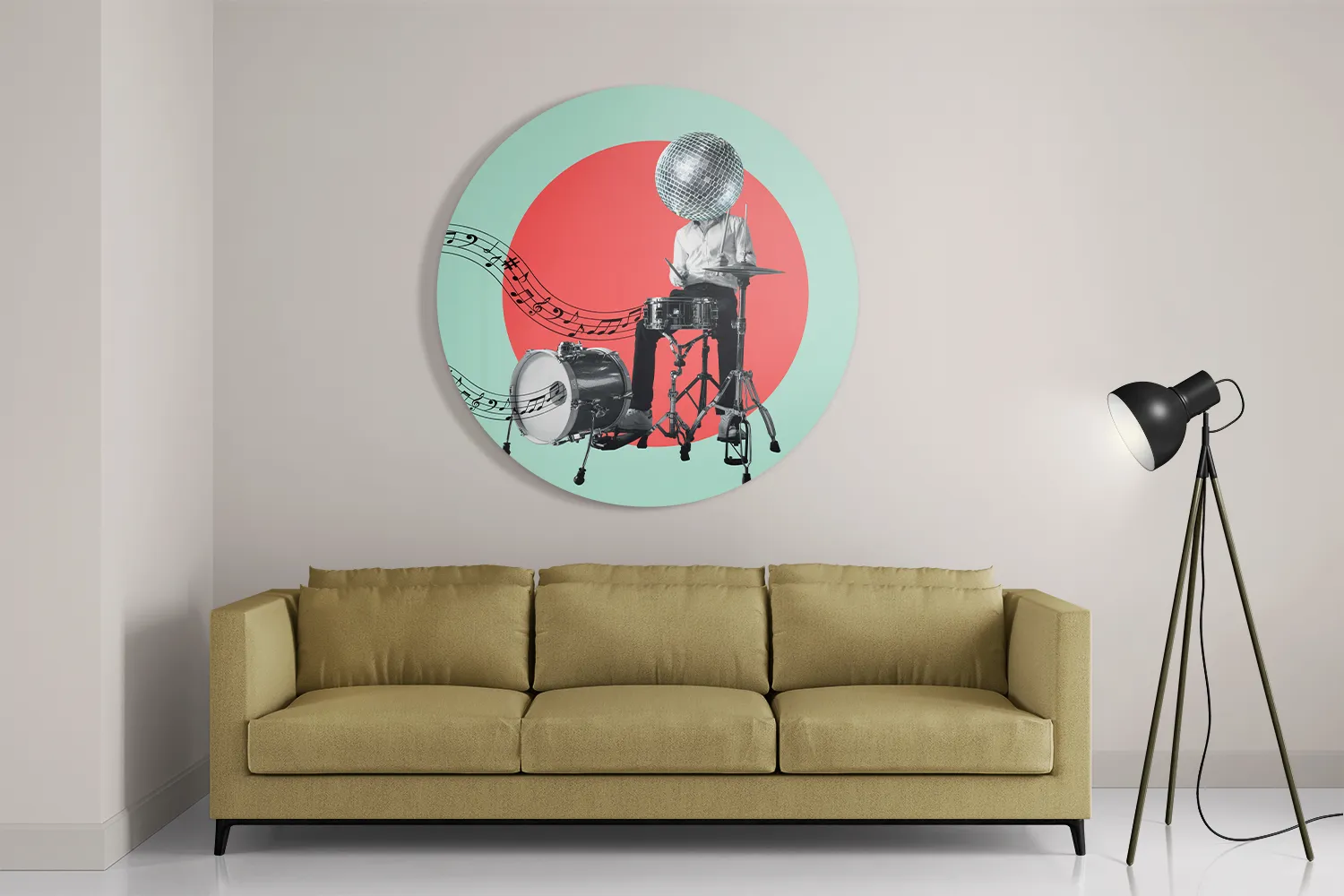 Schilderij Drummen Als Een Baas Rond – Muurcirkel Template TP DB Rond Muziek 9 2