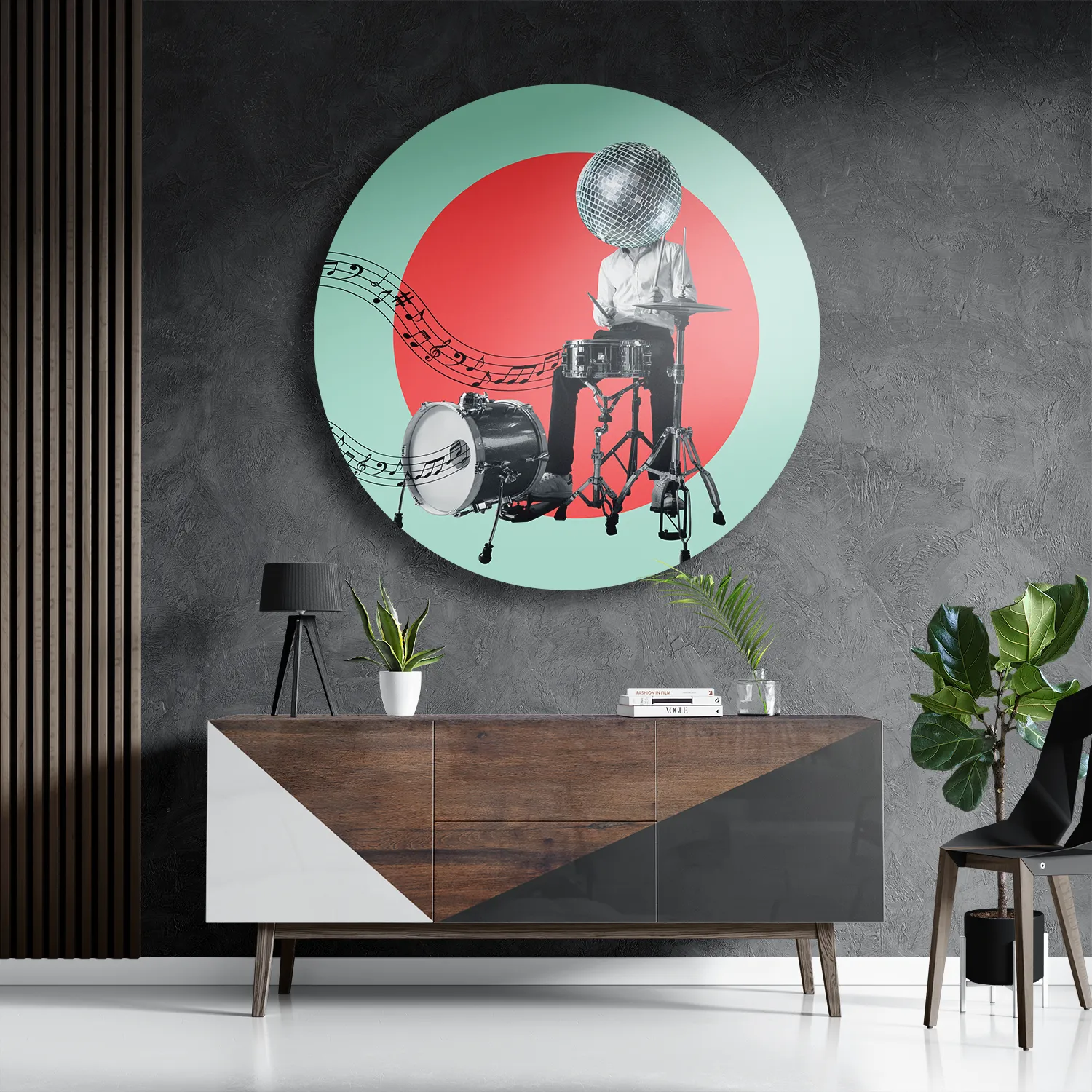 Schilderij Drummen Als Een Baas Rond – Muurcirkel Template TP DB Rond Muziek 9 3