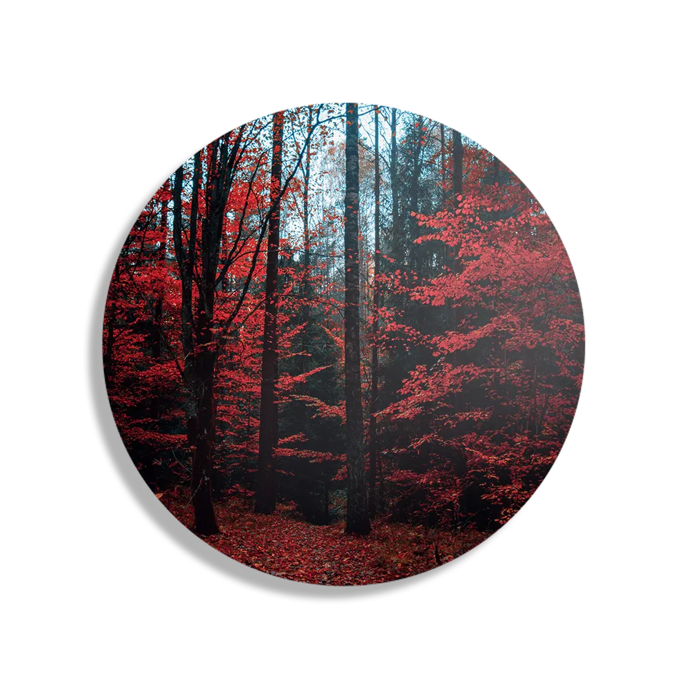 Schilderij Het rode bos Rond – Muurcirkel Template TP DB Rond Natuur 12 1