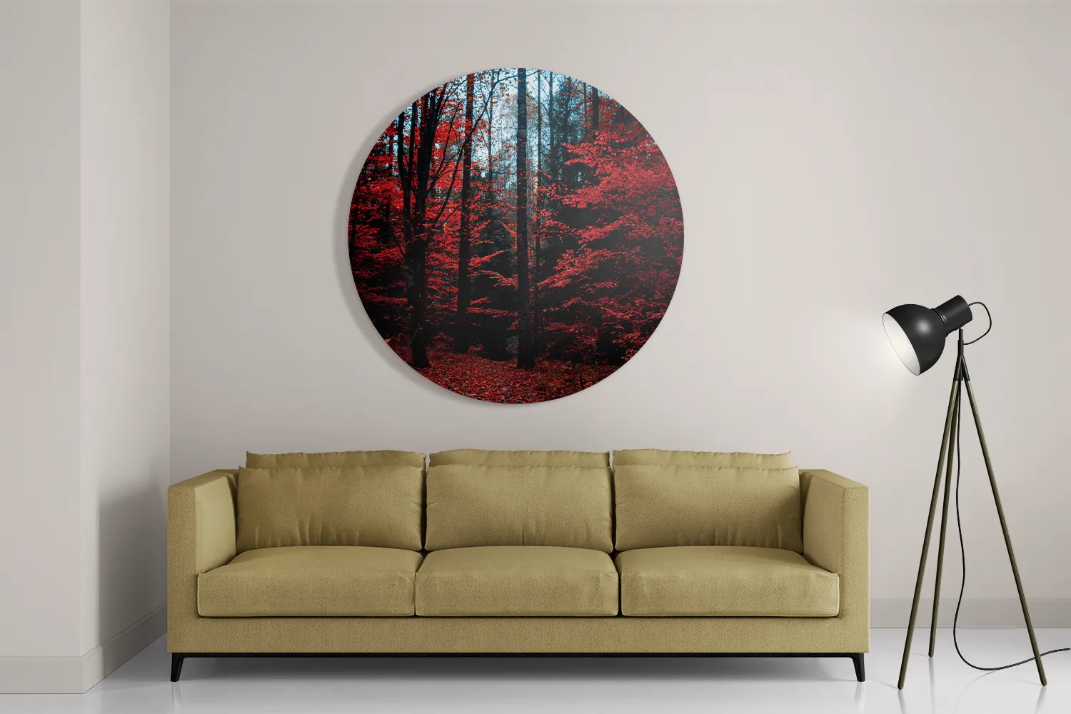 Schilderij Het rode bos Rond – Muurcirkel Template TP DB Rond Natuur 12 2