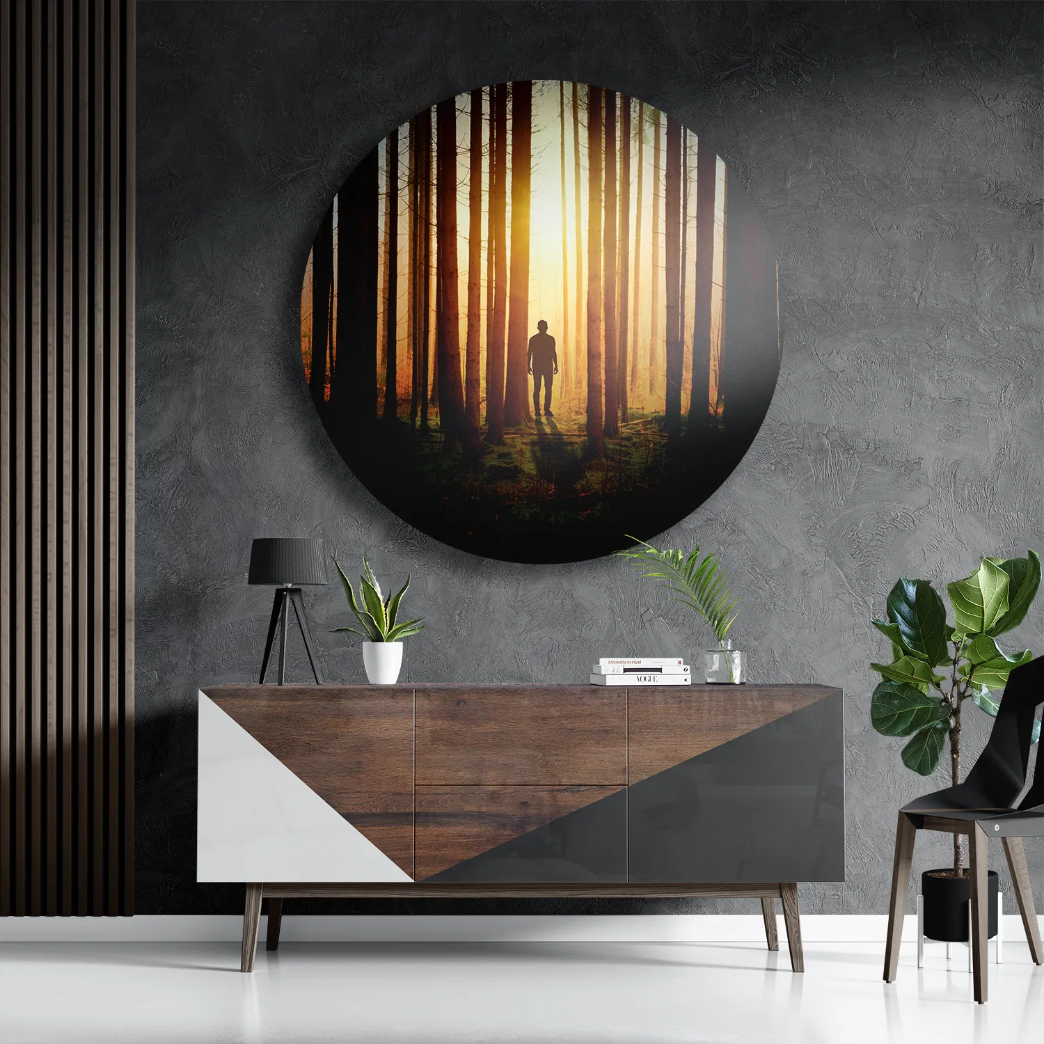 Schilderij De bomen door het bos Rond – Muurcirkel Template TP DB Rond Natuur 19 3