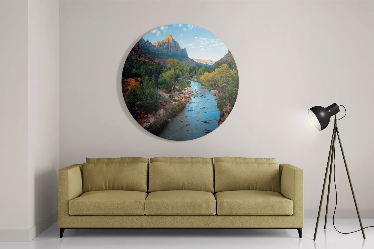 Schilderij De rivier van ZION Rond – Muurcirkel Template TP DB Rond Natuur 21 2