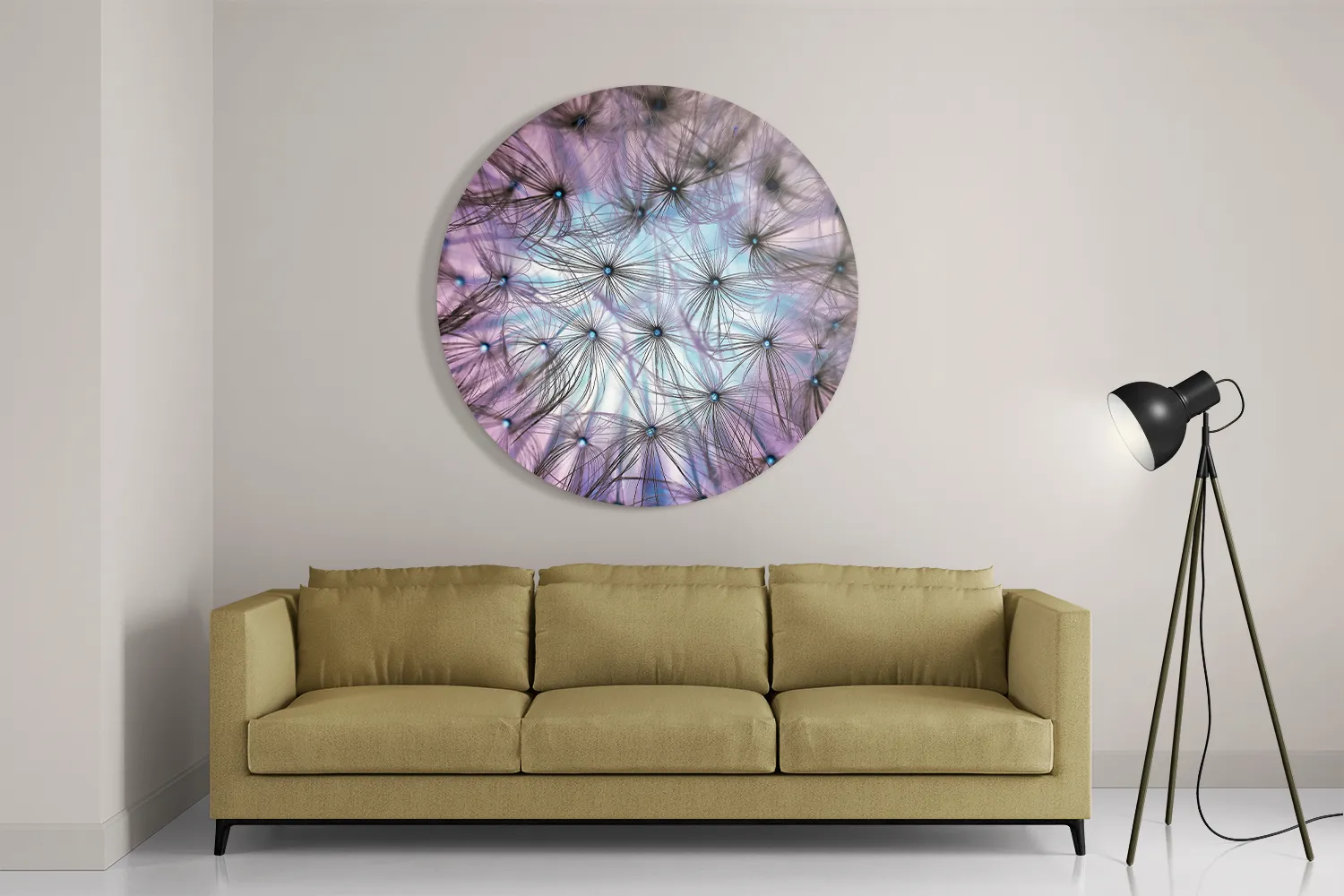 Schilderij Paardenbloem pluis Rond – Muurcirkel Template TP DB Rond Natuur 25 2