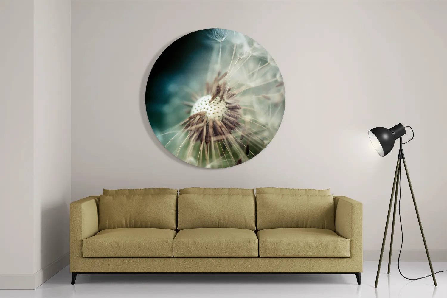 Schilderij Paardenbloem pluis 2 Rond – Muurcirkel Template TP DB Rond Natuur 26 2