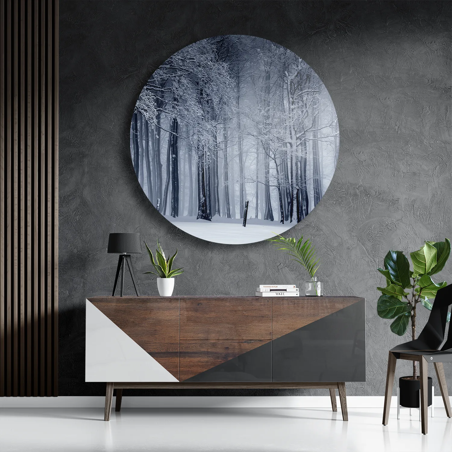 Template_TP_DB_Rond_Natuur_27-3 Schilderij Het winterse bos Rond – Muurcirkel Template TP DB Rond Natuur 27 3