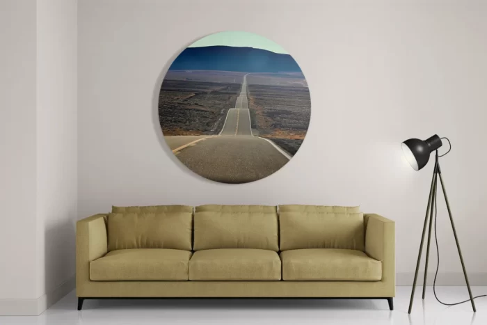 Schilderij Deathvalley Road Rond – Muurcirkel Template TP DB Rond Natuur 3 2