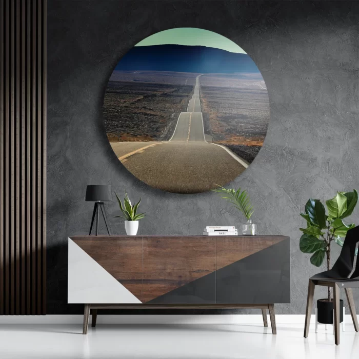 Schilderij Deathvalley Road Rond – Muurcirkel Template TP DB Rond Natuur 3 3