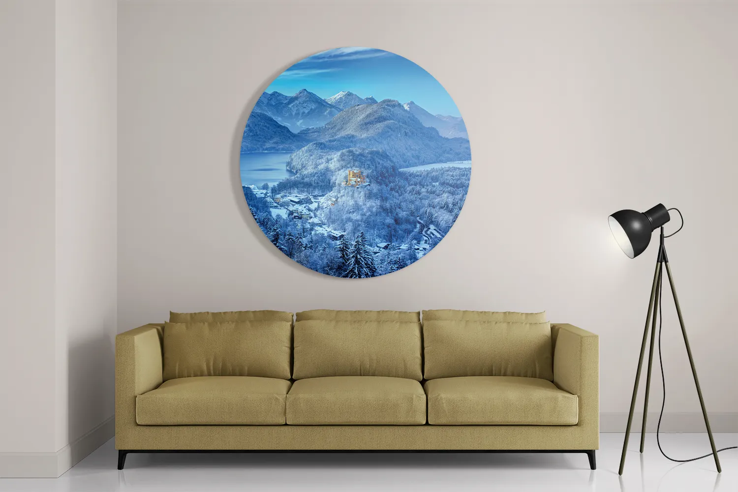 Schilderij De witte bergen Rond – Muurcirkel Template TP DB Rond Natuur 40 2