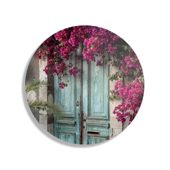 Schilderij Roze deuren Rond – Muurcirkel Template TP DB Rond Natuur 42 1