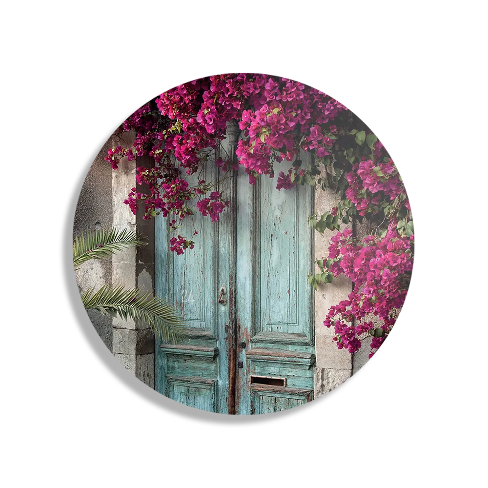 Schilderij Roze deuren Rond – Muurcirkel Template TP DB Rond Natuur 42 1