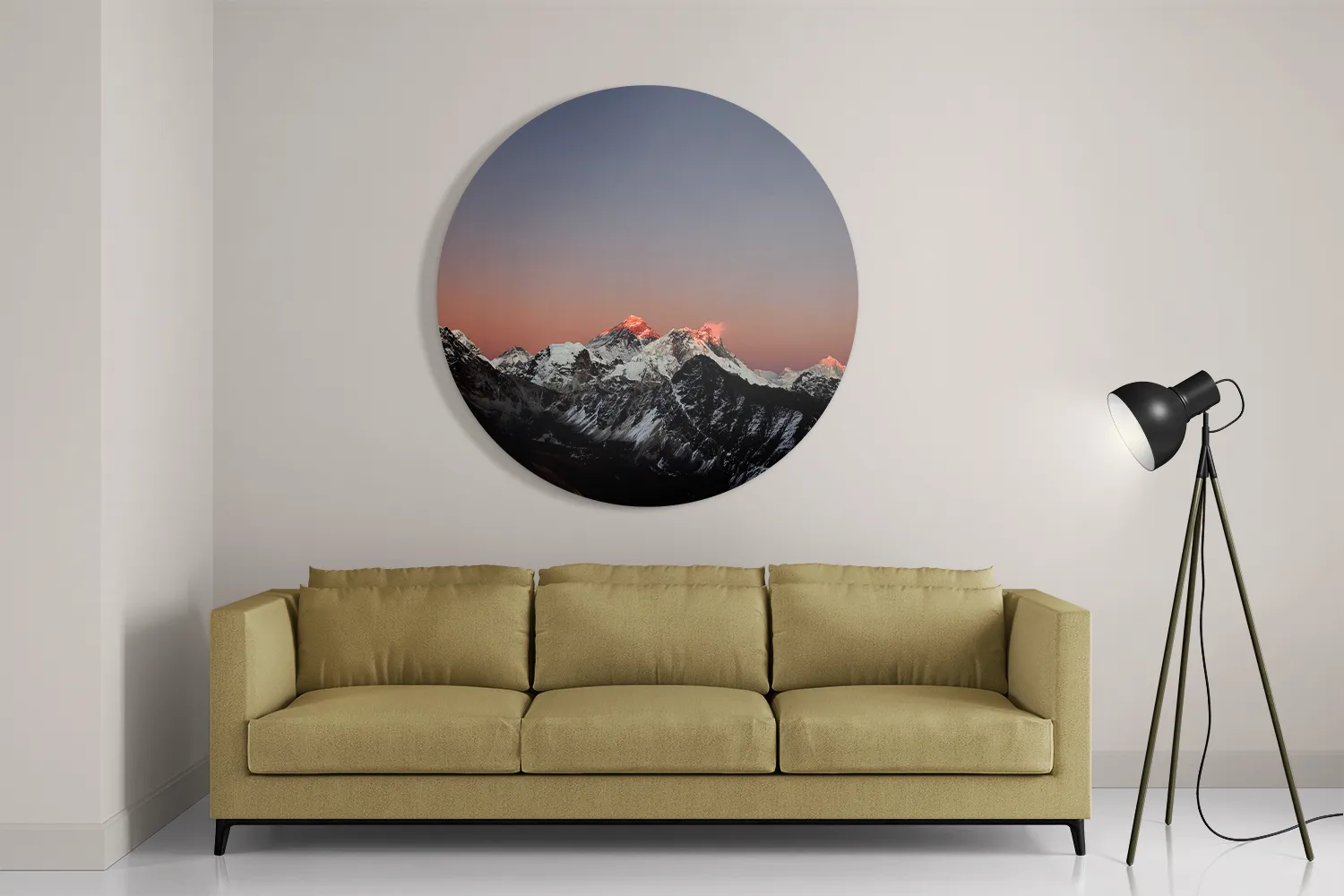 Schilderij Het Witte gebergte Rond – Muurcirkel Template TP DB Rond Natuur 45 2