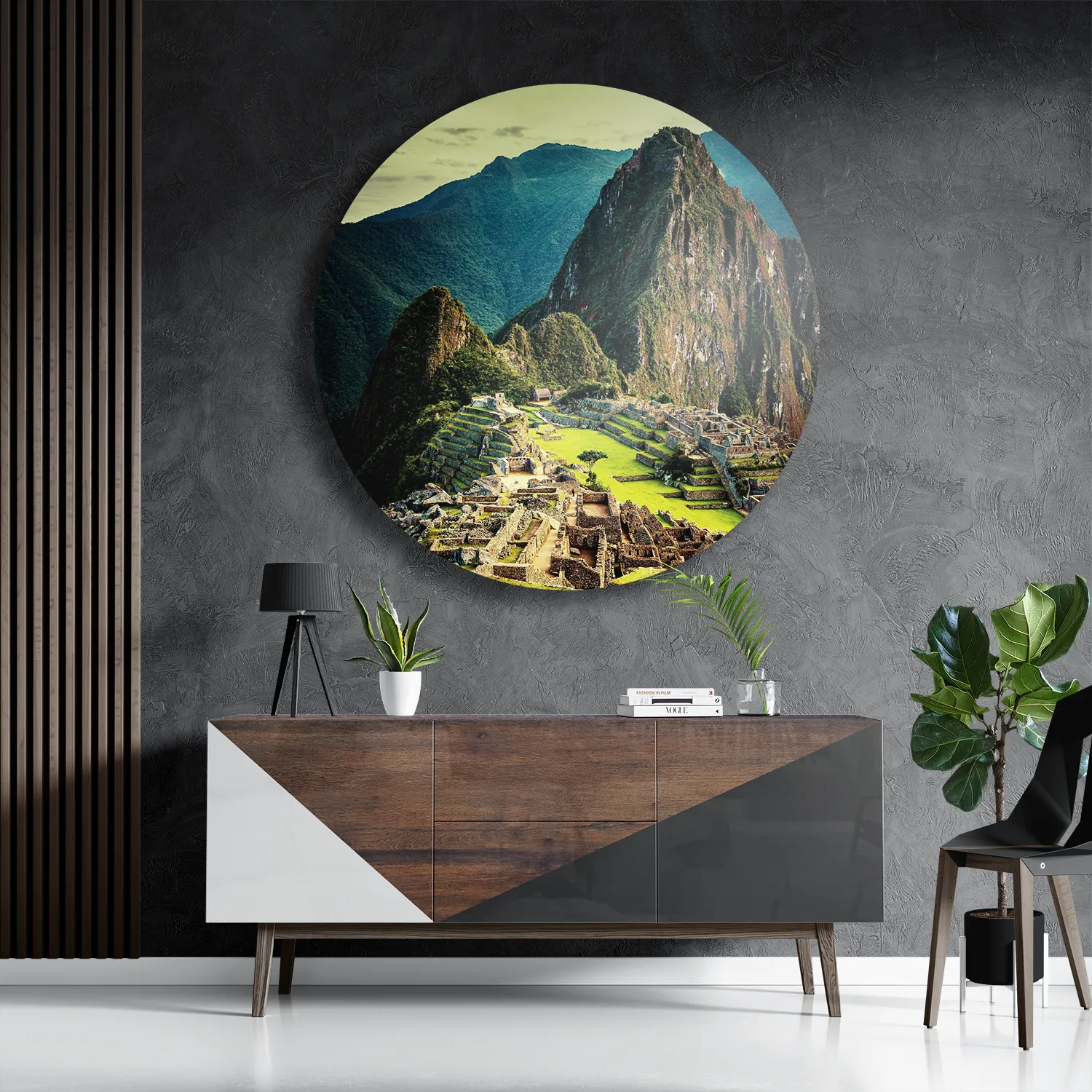 Schilderij Machu Picchu 2 Rond – Muurcirkel Template TP DB Rond Natuur 48 3