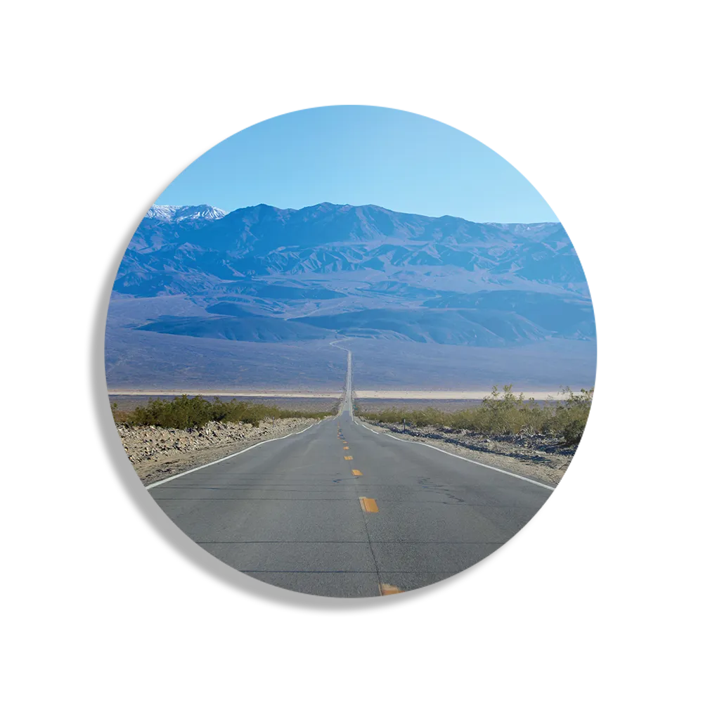 Schilderij The road in Deathvalley Rond – Muurcirkel Template TP DB Rond Natuur 5 1