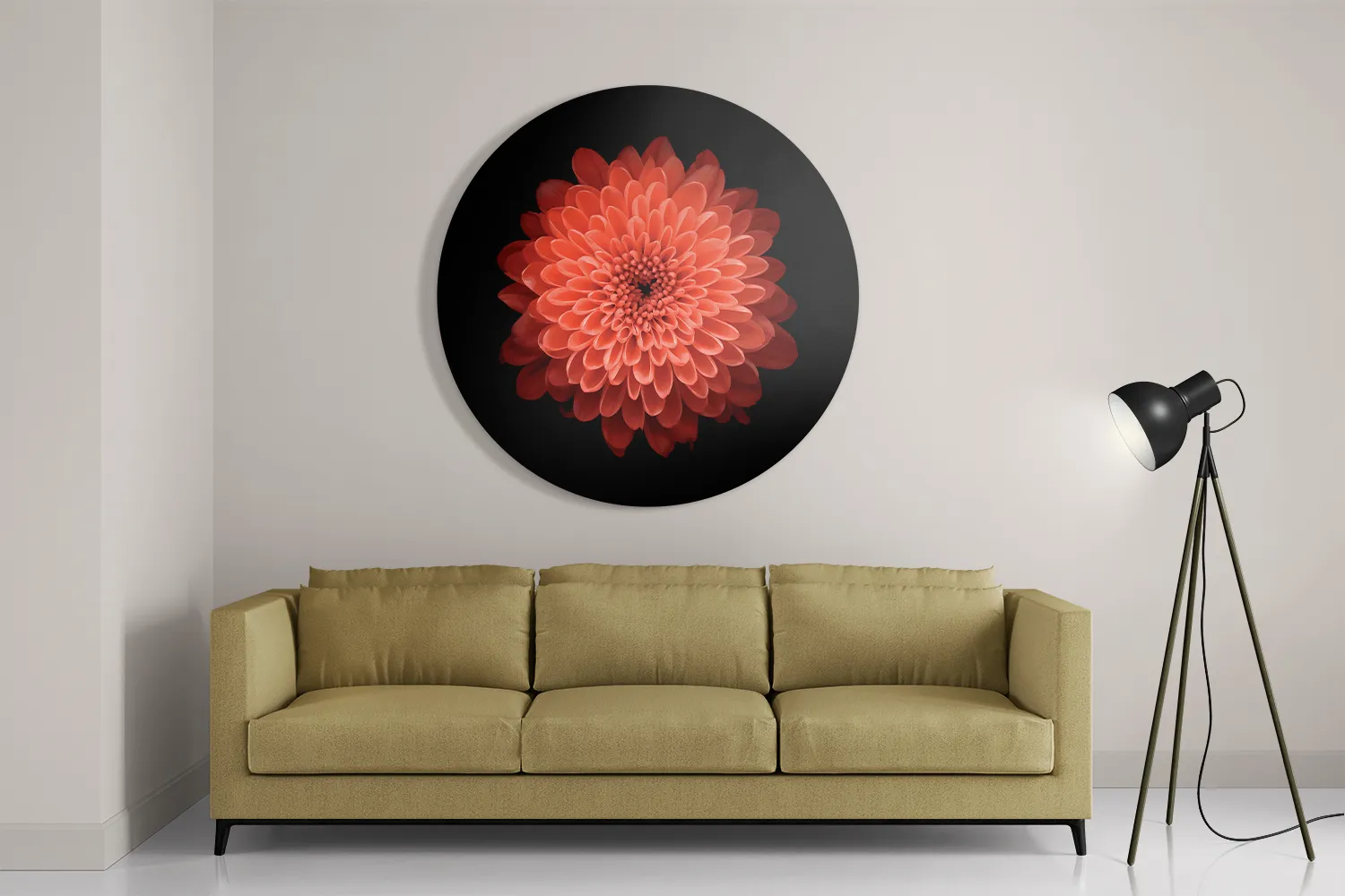 Schilderij Oranje Dahlia Rond – Muurcirkel Template TP DB Rond Natuur 53 2