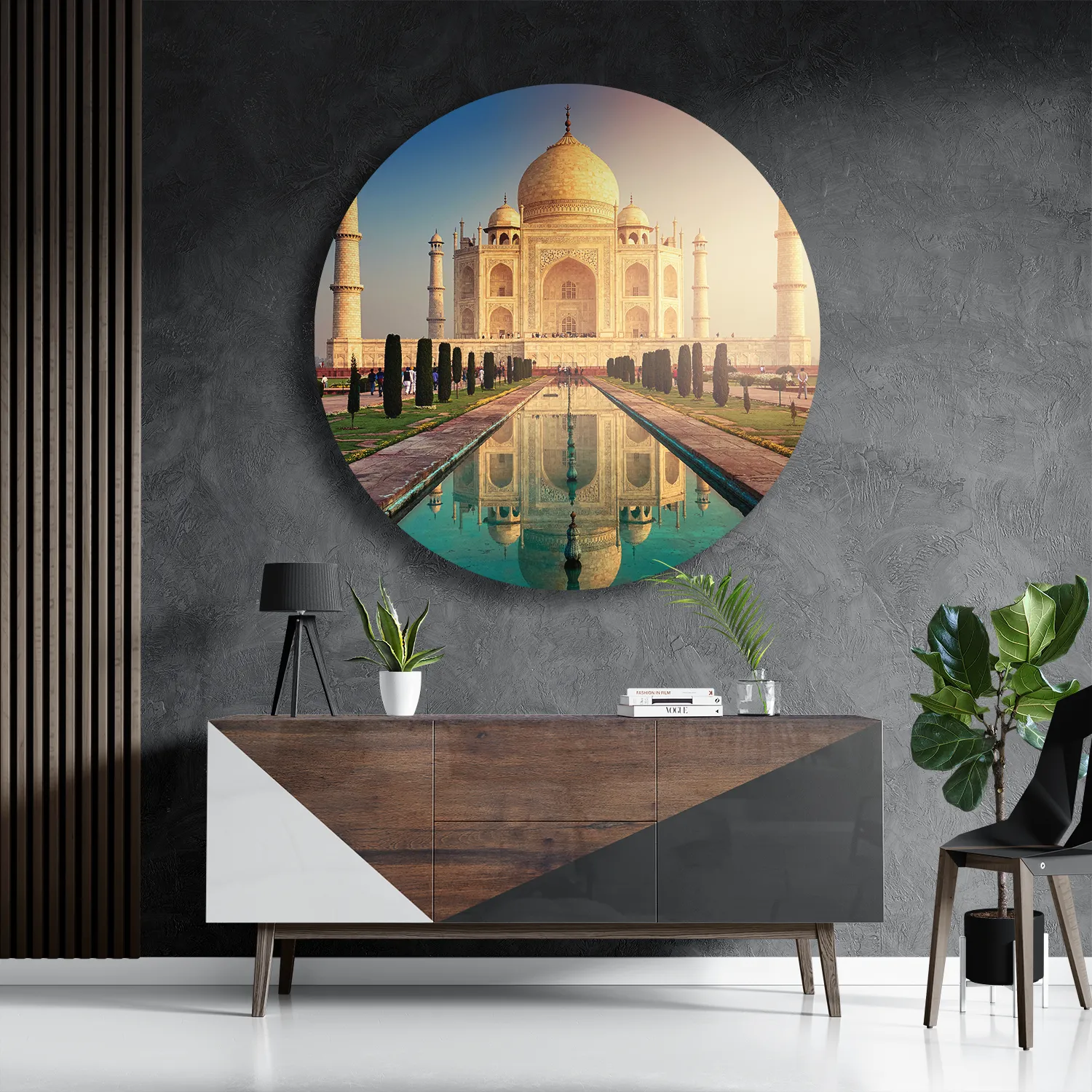 Schilderij De Tajmahal Rond – Muurcirkel Template TP DB Rond Natuur 55 3