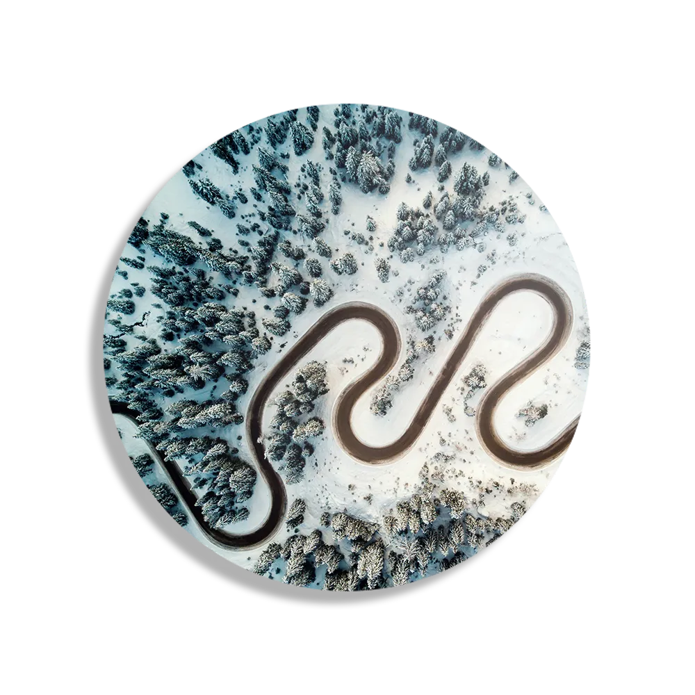 Schilderij Weg door een witte wereld Rond – Muurcirkel Template TP DB Rond Natuur 70 1