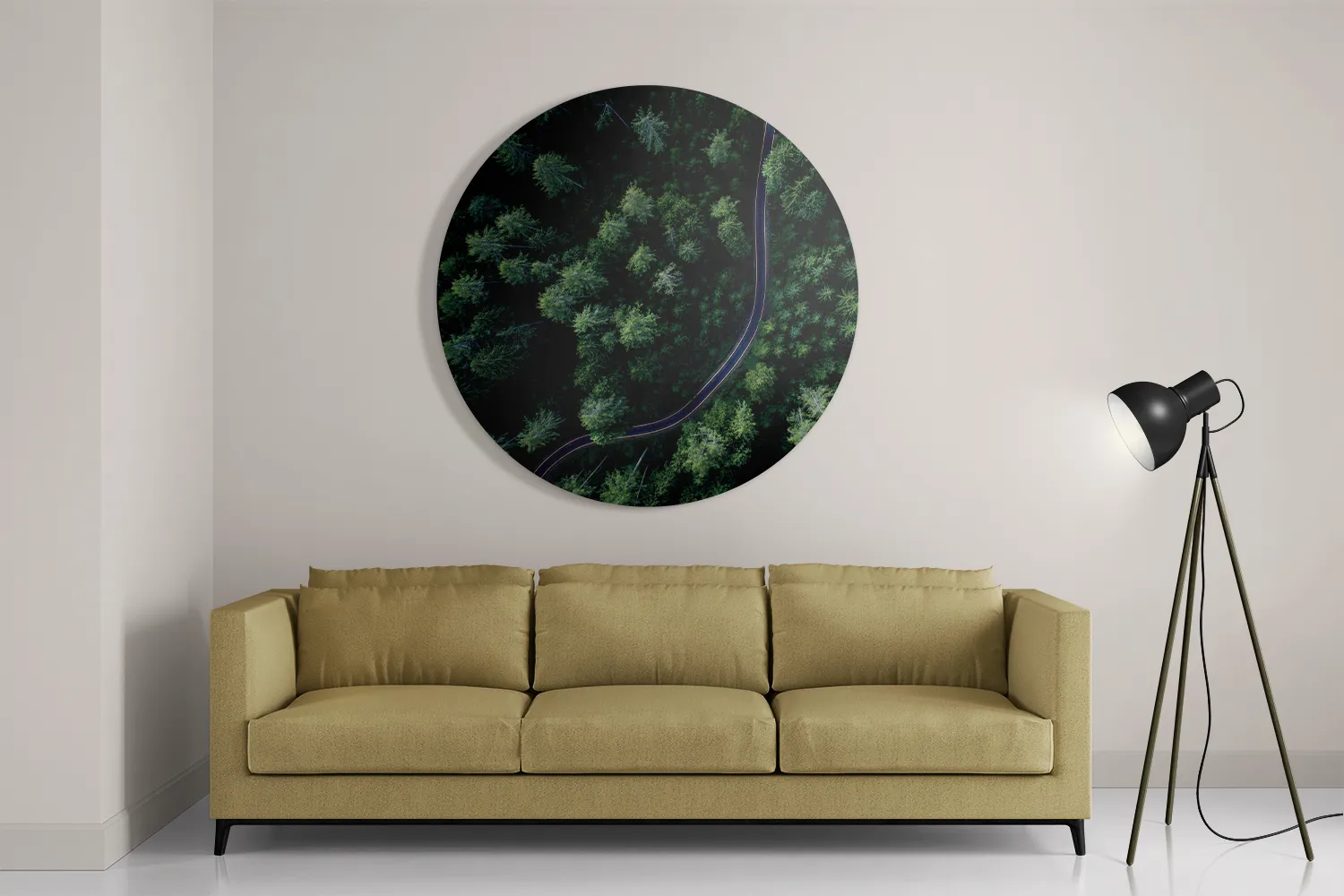 Schilderij Weg door het bos Rond – Muurcirkel Template TP DB Rond Natuur 74 2