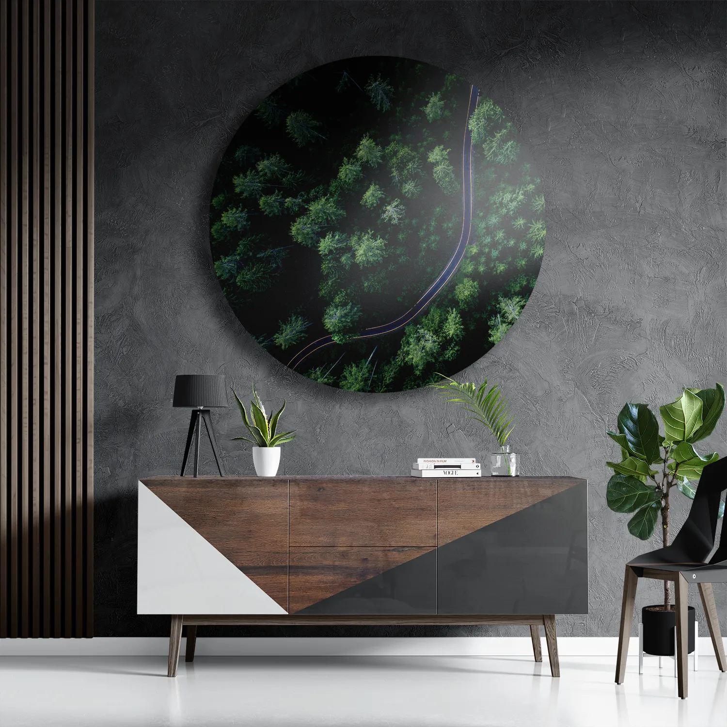 Schilderij Weg door het bos Rond – Muurcirkel Template TP DB Rond Natuur 74 3