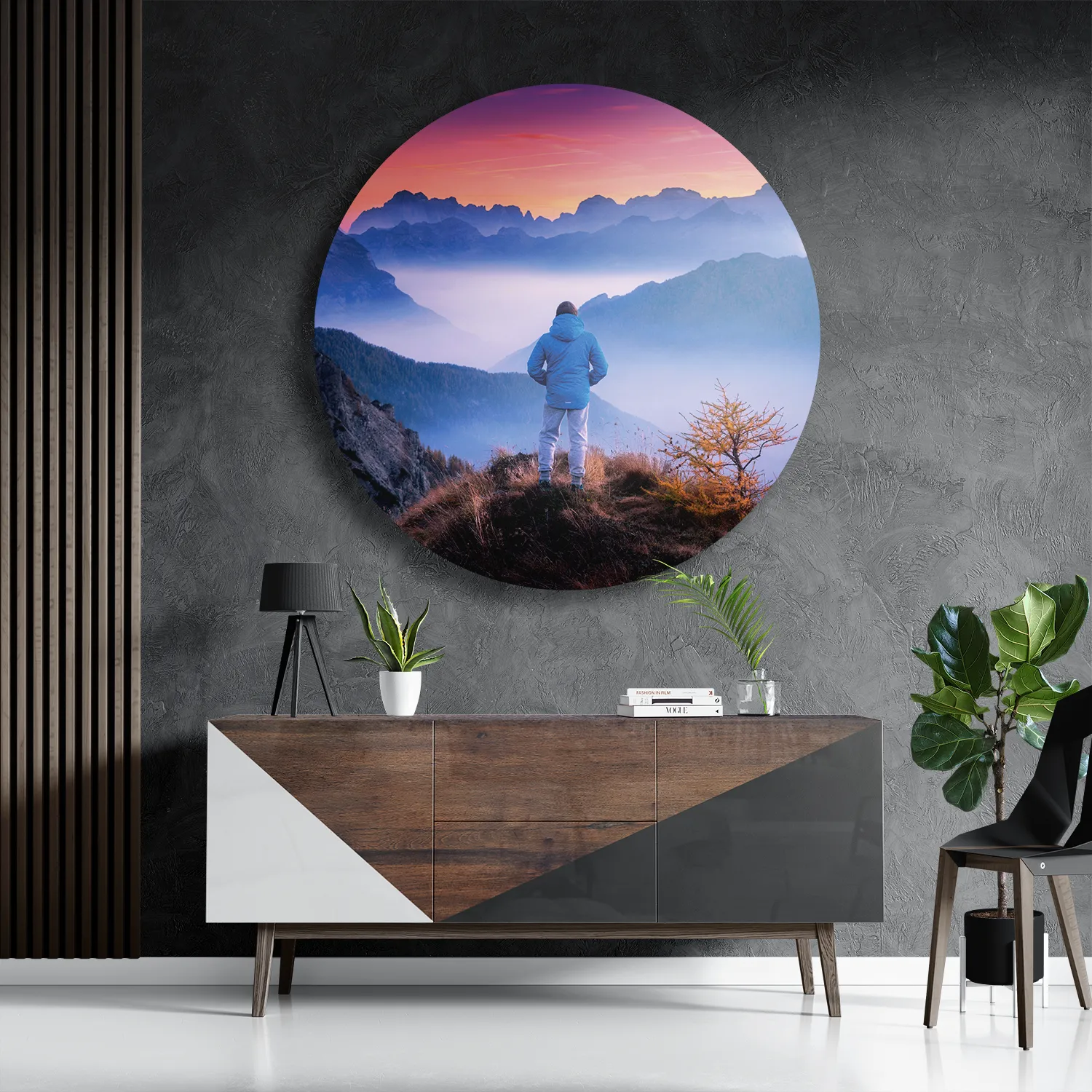 Template_TP_DB_Rond_Natuur_76-3 Schilderij On top of the world Rond – Muurcirkel Template TP DB Rond Natuur 76 3