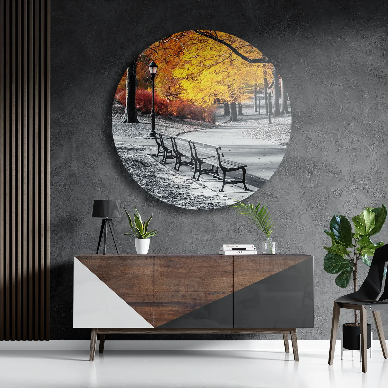 Schilderij Gele herfst Rond – Muurcirkel Template TP DB Rond Natuur 8 3