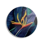 Schilderij Heliconia bloem op donkere achtergrond Rond – Muurcirkel Template TP DB Rond Natuur 95 1