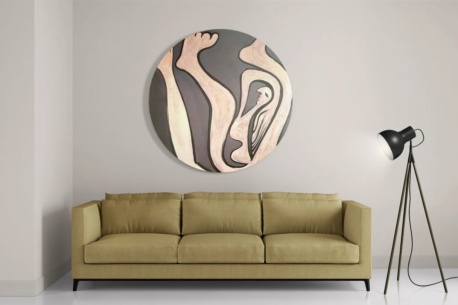 Schilderij Picasso Vrouwlijke acrobat 1930 Rond – Muurcirkel Template TP DB Rond Om 17 2