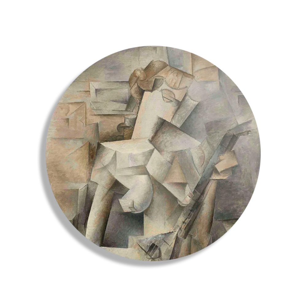 Schilderij Picasso Meisje met een mandoline 1910 Rond – Muurcirkel Template TP DB Rond Om 21 1