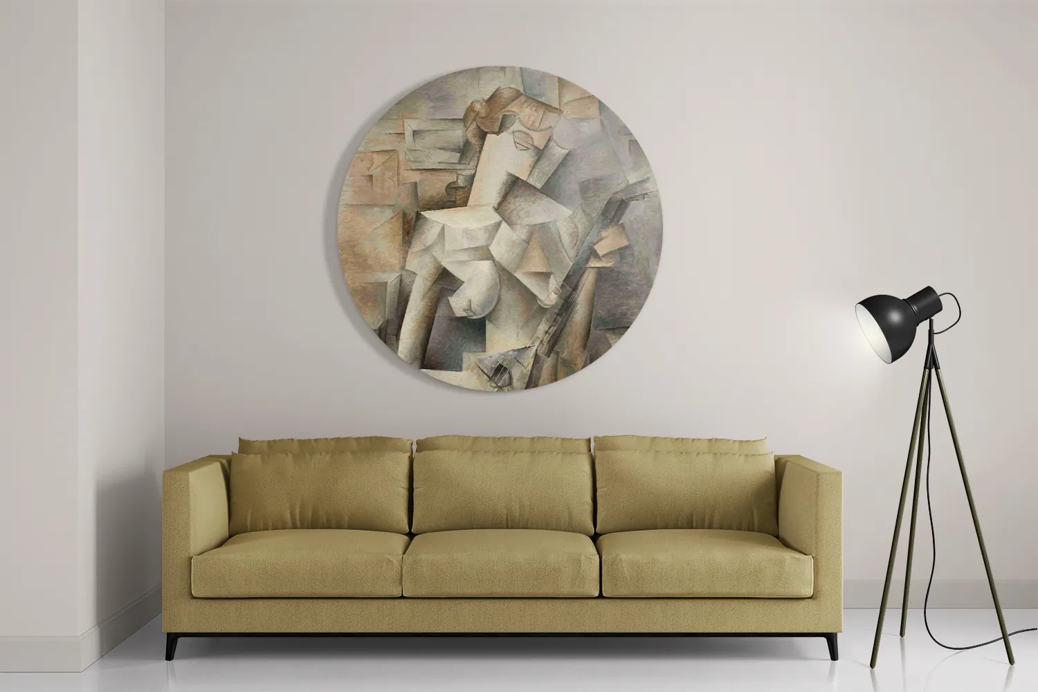 Schilderij Picasso Meisje met een mandoline 1910 Rond – Muurcirkel Template TP DB Rond Om 21 2