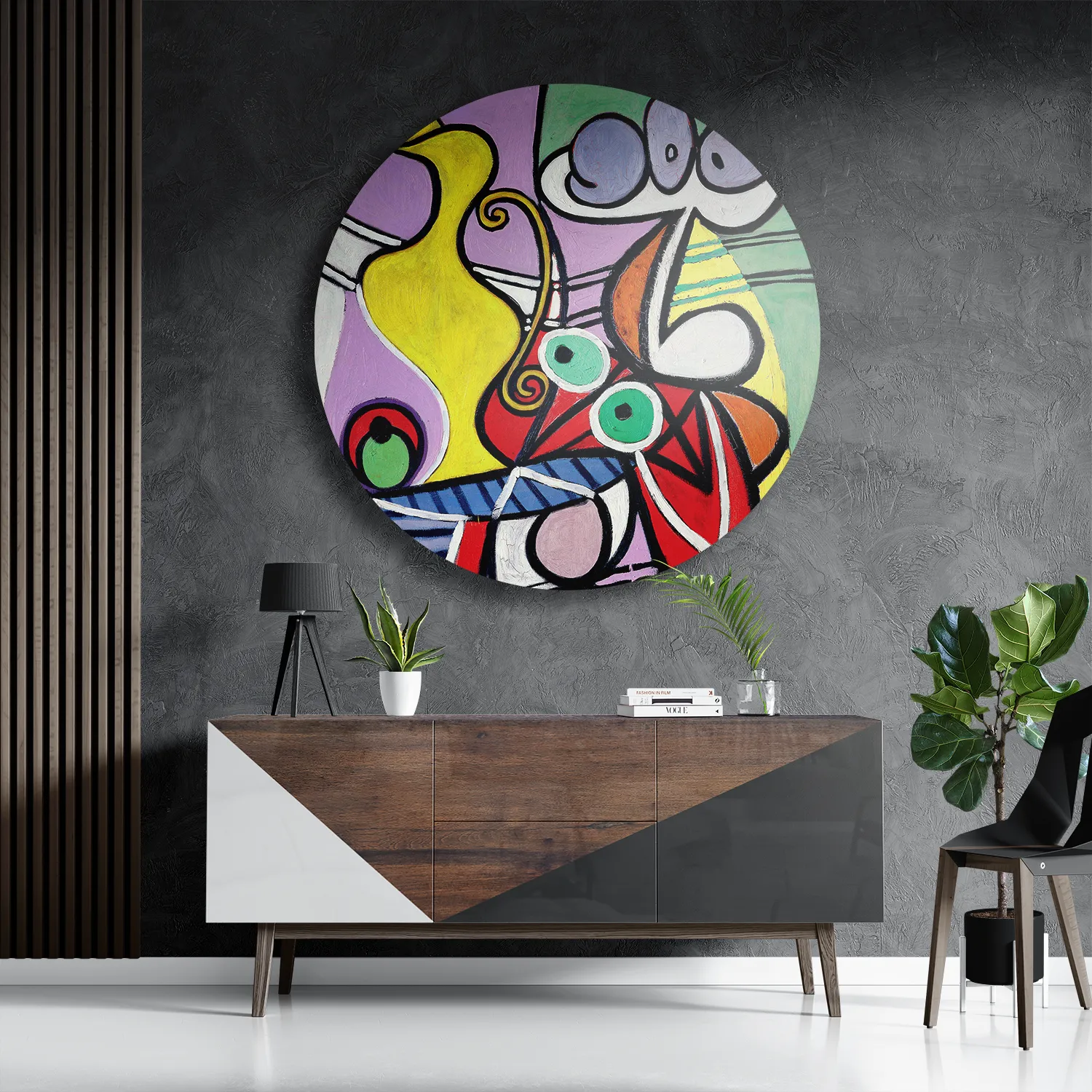 Template_TP_DB_Rond_Om_22-3 Schilderij Picasso stilleven op een stoel 1931 Rond – Muurcirkel Template TP DB Rond Om 22 3