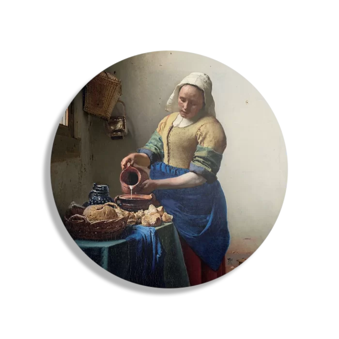 Schilderij Johannes Vermeer Het Melkmeisje 1660 Rond – Muurcirkel Template TP DB Rond Om 29 1